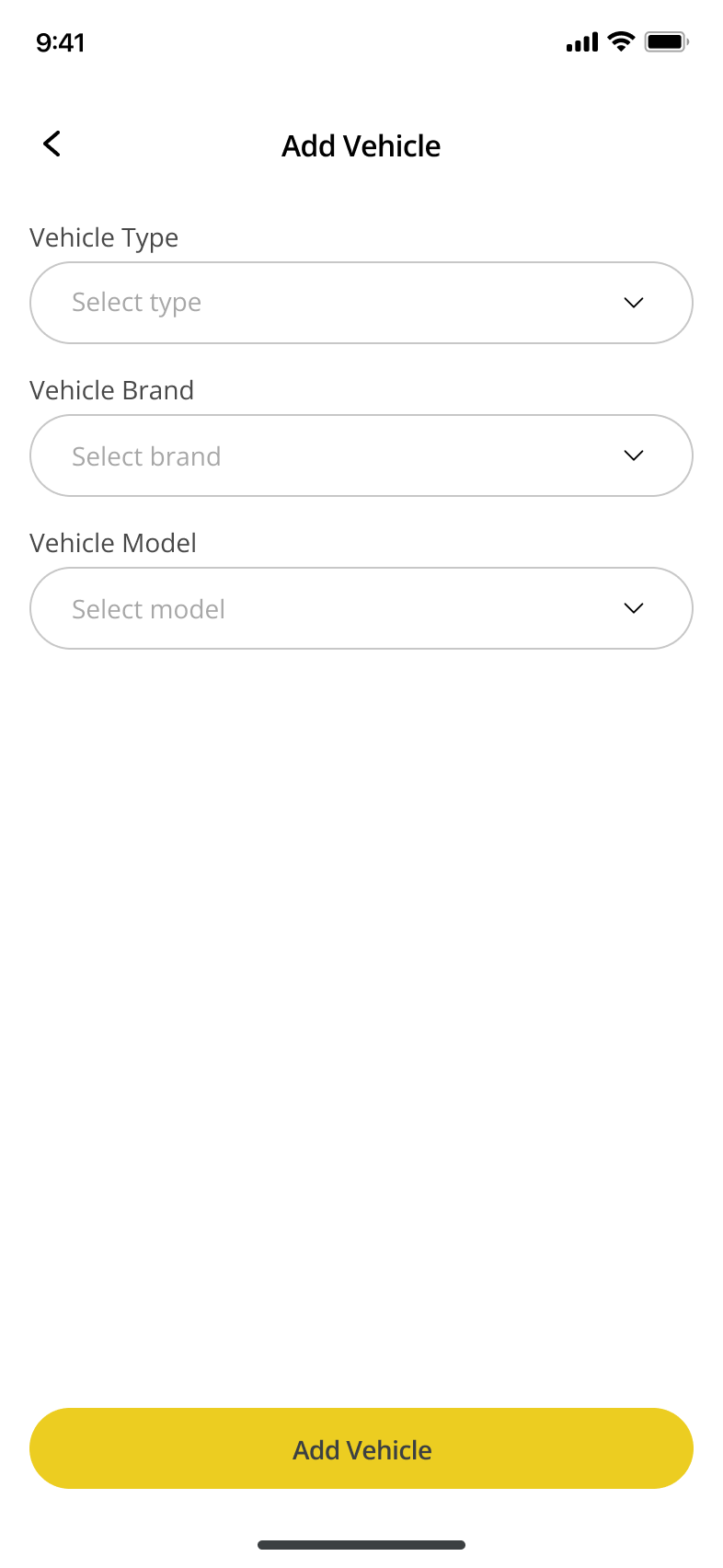 ScanMe+ add vehicle screen